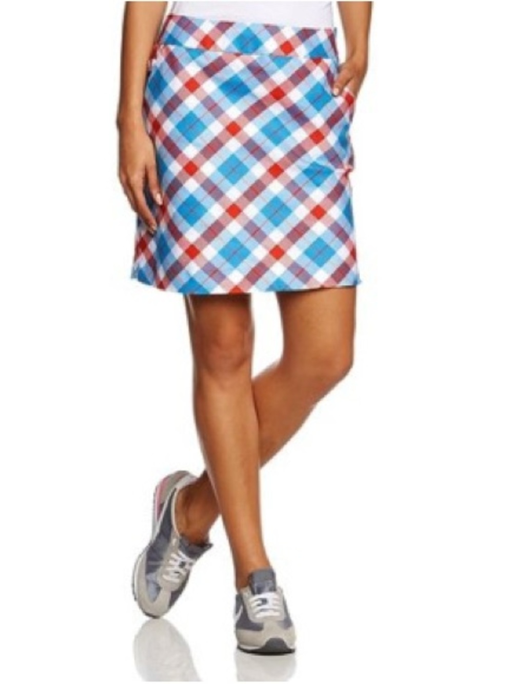 Royal & Awesome Golf Skort Plaid Red White & Blue Cotton ­Stretch Skirt Size 4
